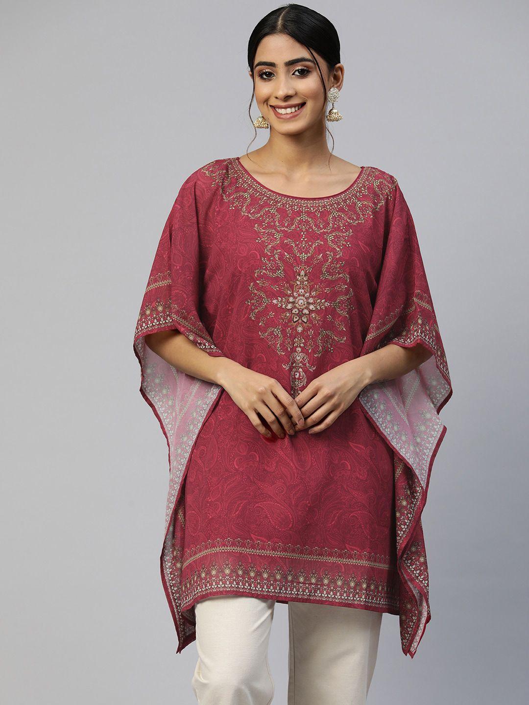 nayam by lakshita ethnic motif printed extended sleeves kaftan kurta