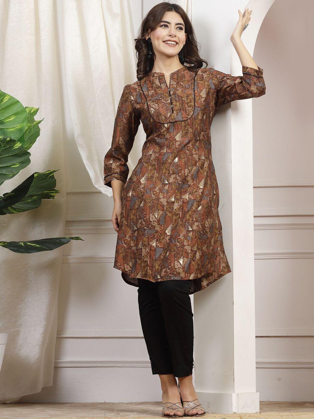 nayam by lakshita ethnic motifs printed mandarin collar a-line kurta