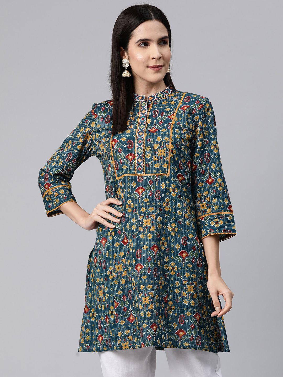 nayam by lakshita floral printed thread work thread work kurti