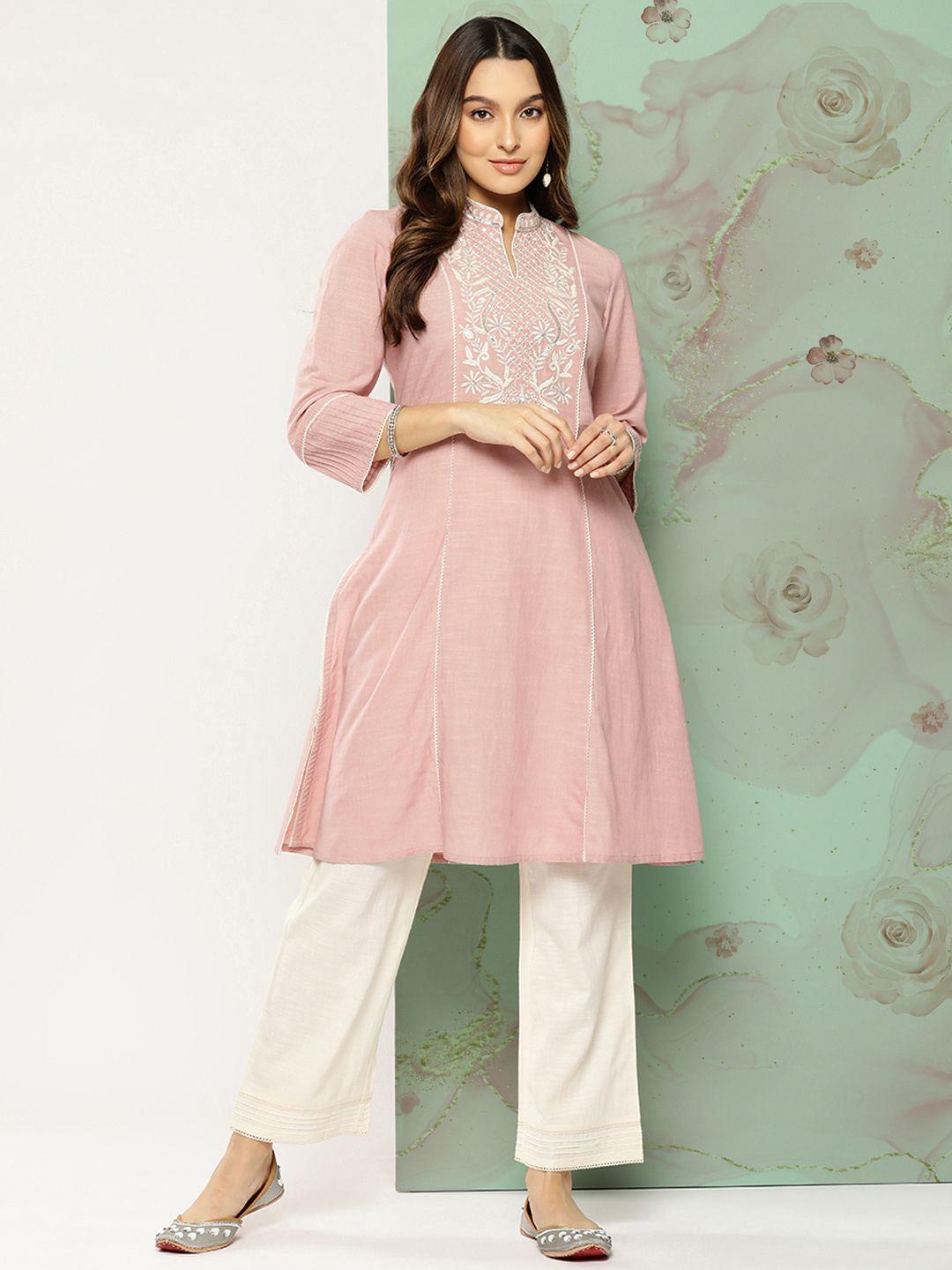 nayam by lakshita floral sequinned kurta with palazzos