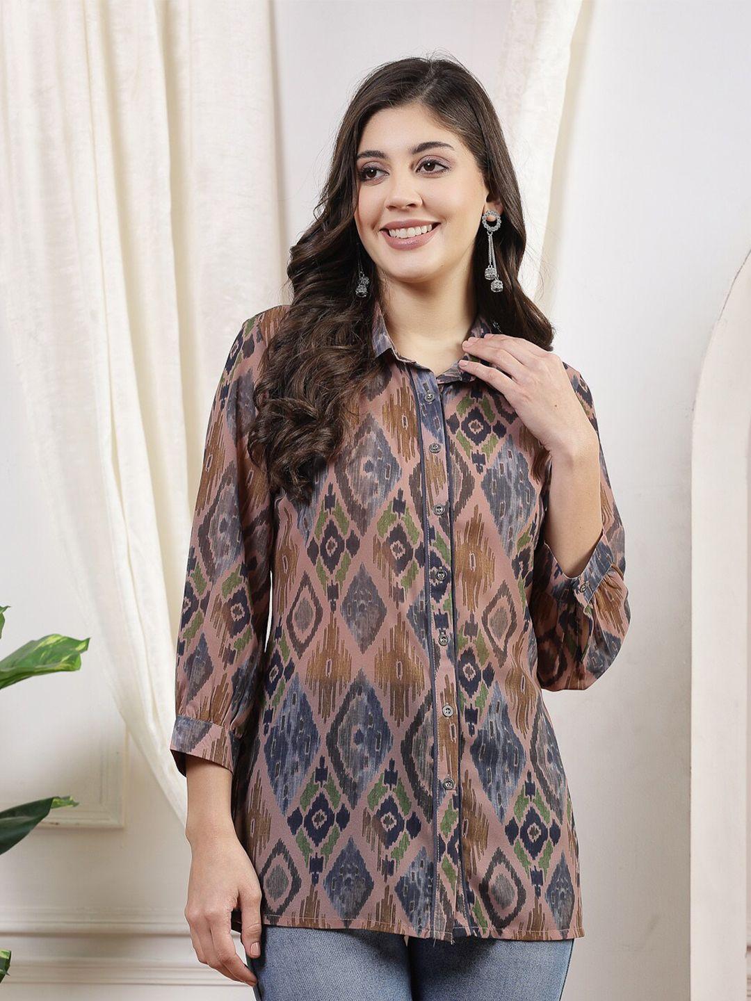 nayam by lakshita smart geometric printed casual shirt