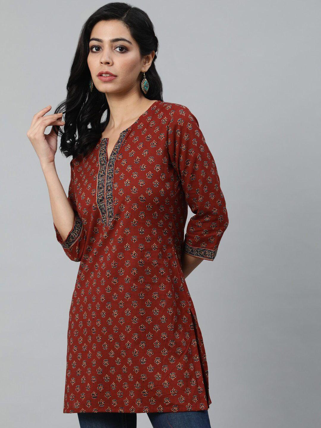 nayo women maroon printed tunic