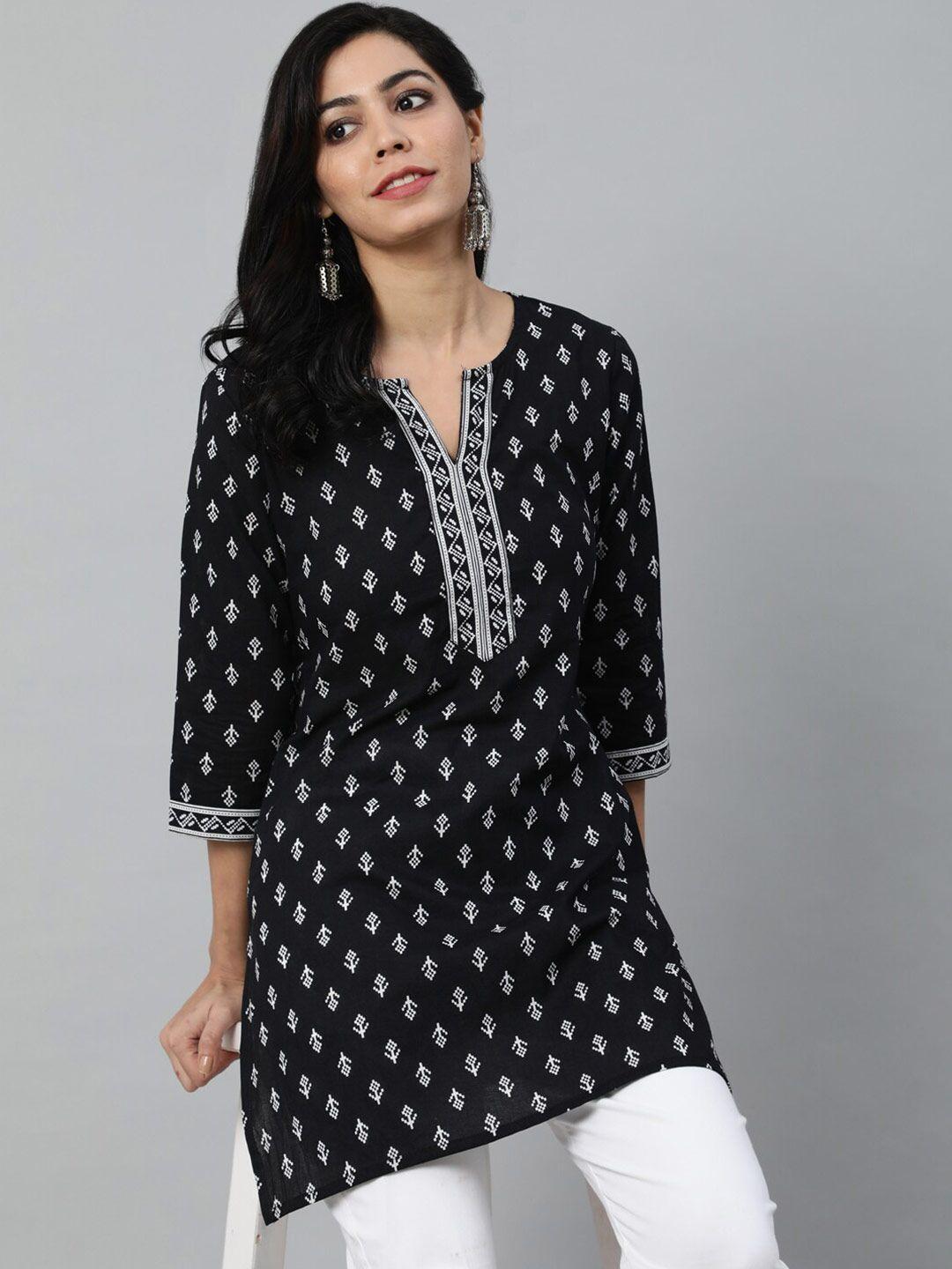 nayo black & white printed cotton tunic