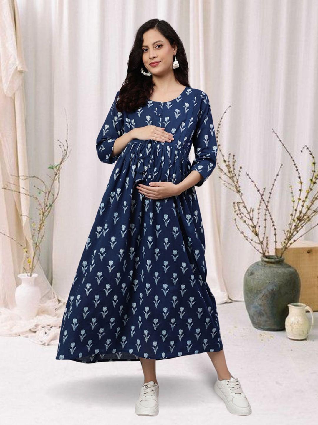 nayo ethnic motifs print maternity empire maxi dress