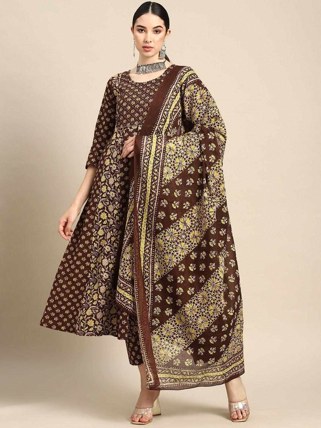 nayo ethnic motifs printed regular gotta patti pure cotton kurta with trousers & dupatta