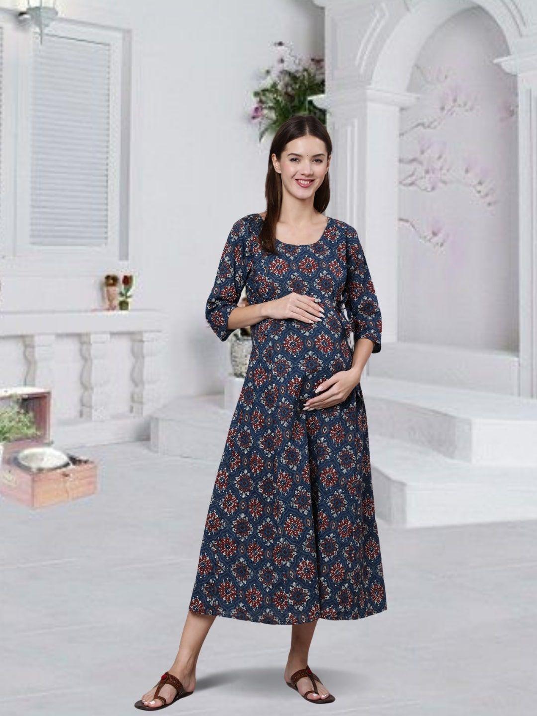nayo floral print maternity a-line maxi dress