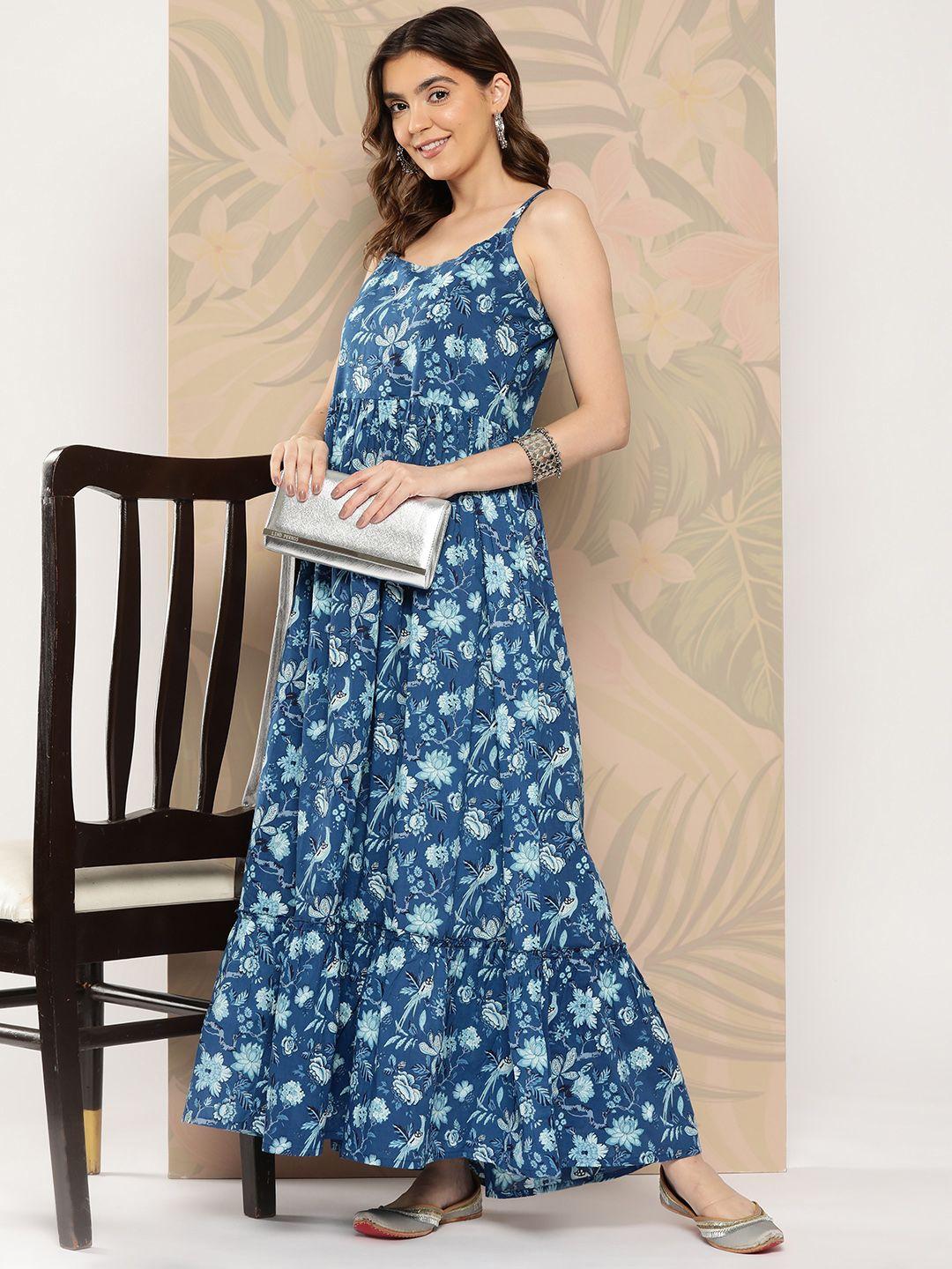 nayo floral printed fit & flare maxi dress