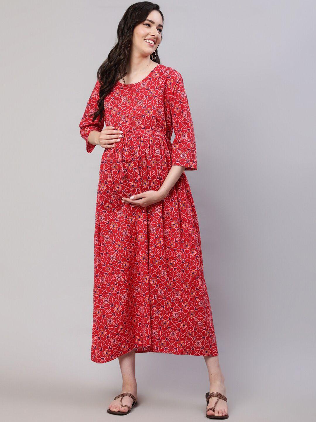nayo floral printed maternity a-line cotton maxi dress