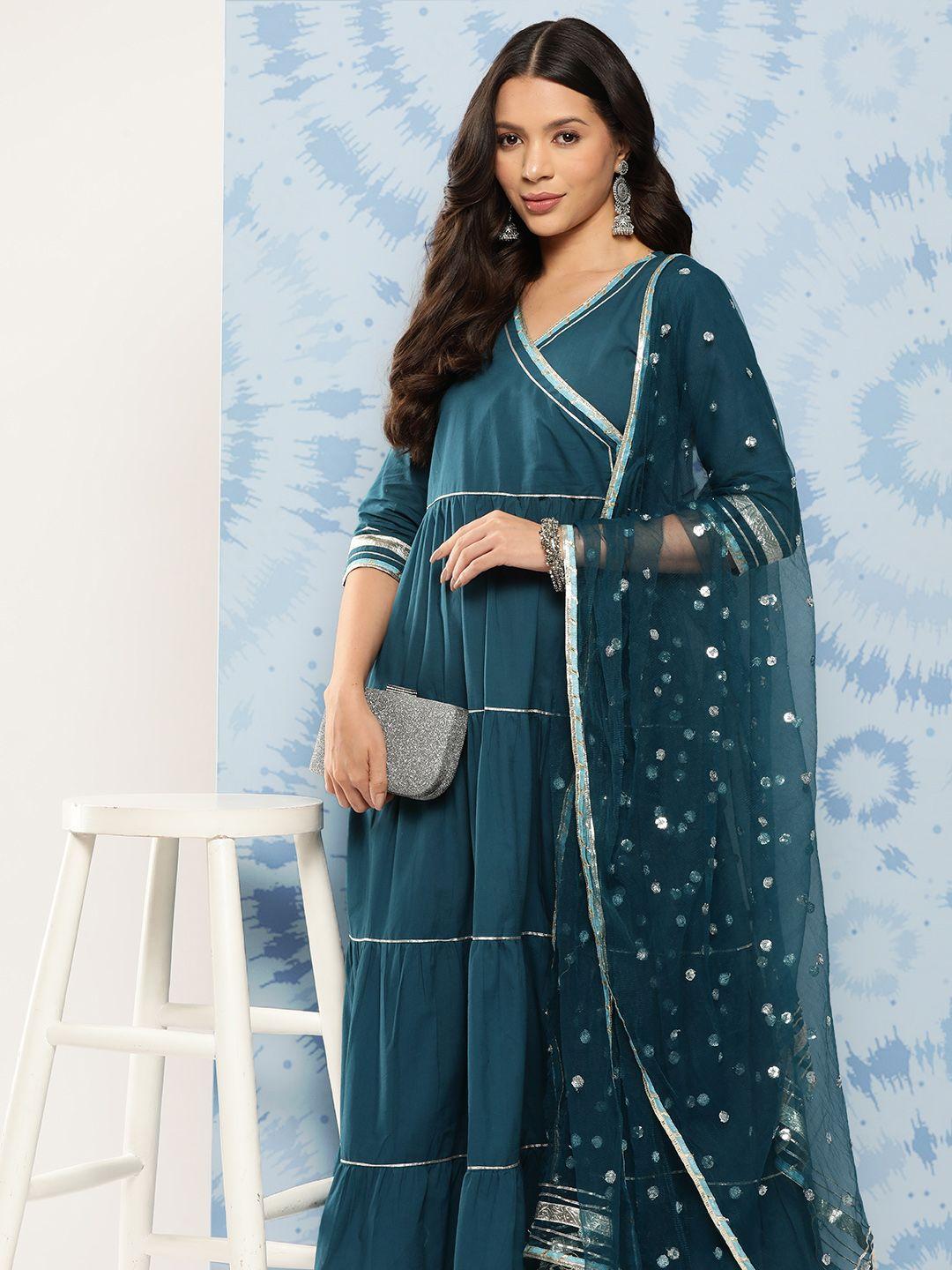 nayo gathered gown ethnic dress with dupatta