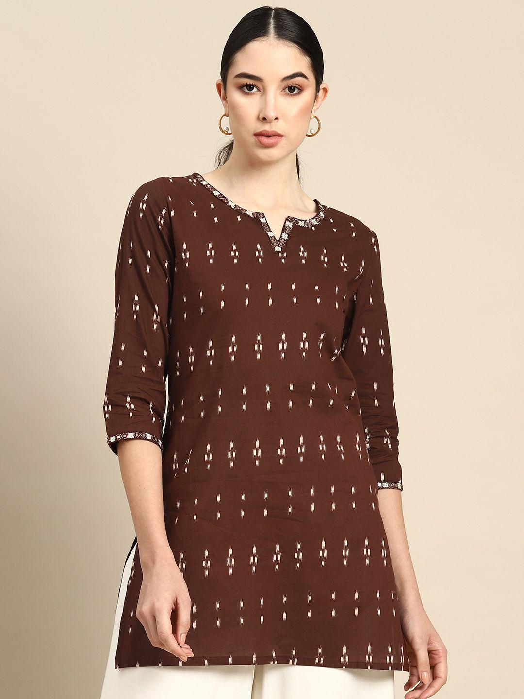 nayo ikat printed embellished cotton tunic