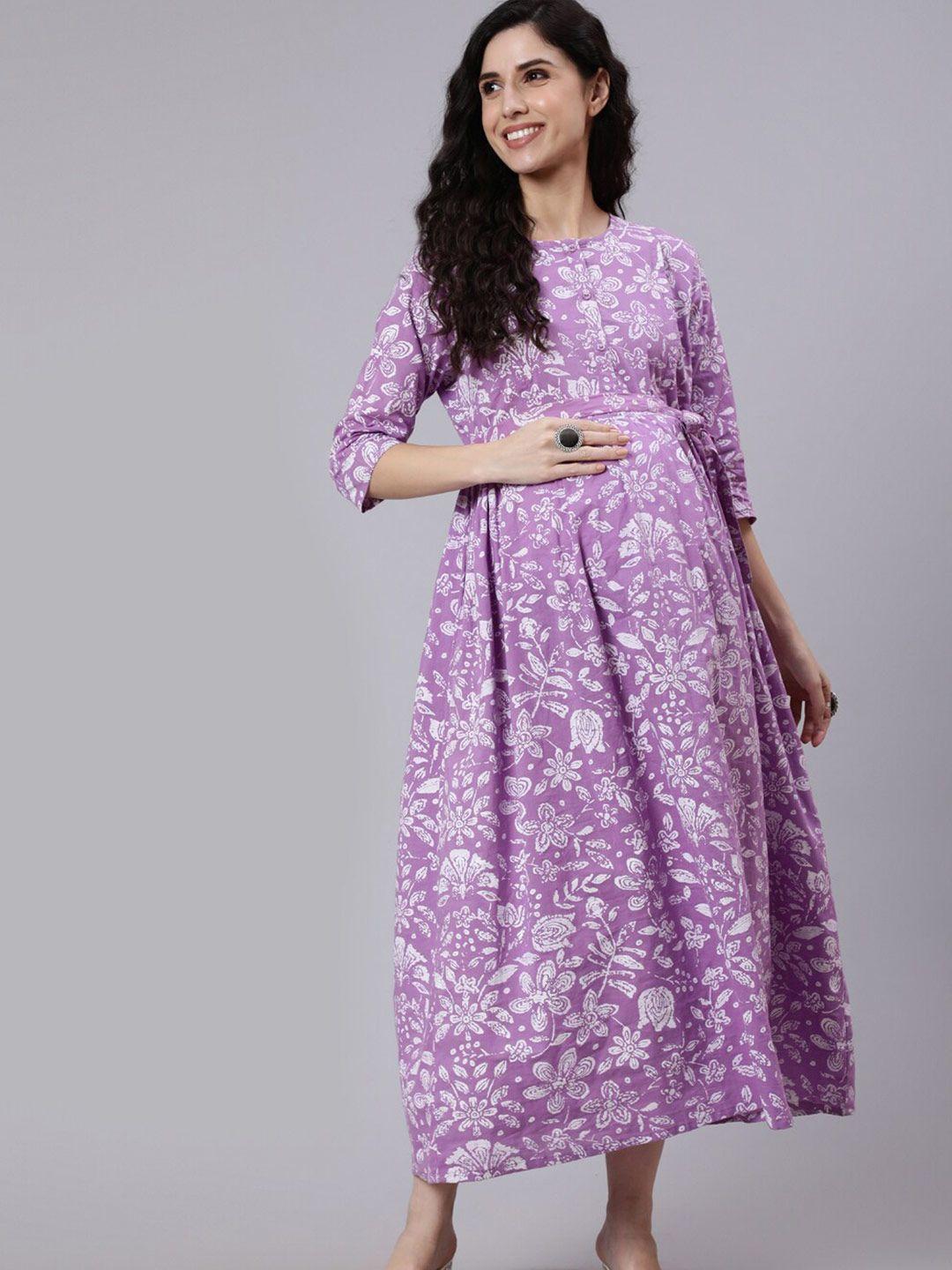 nayo lavender floral maternity empire maxi dress