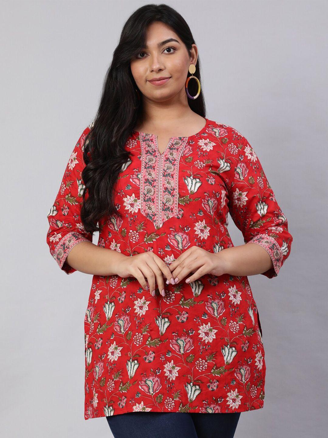 nayo plus size floral printed straight tunic