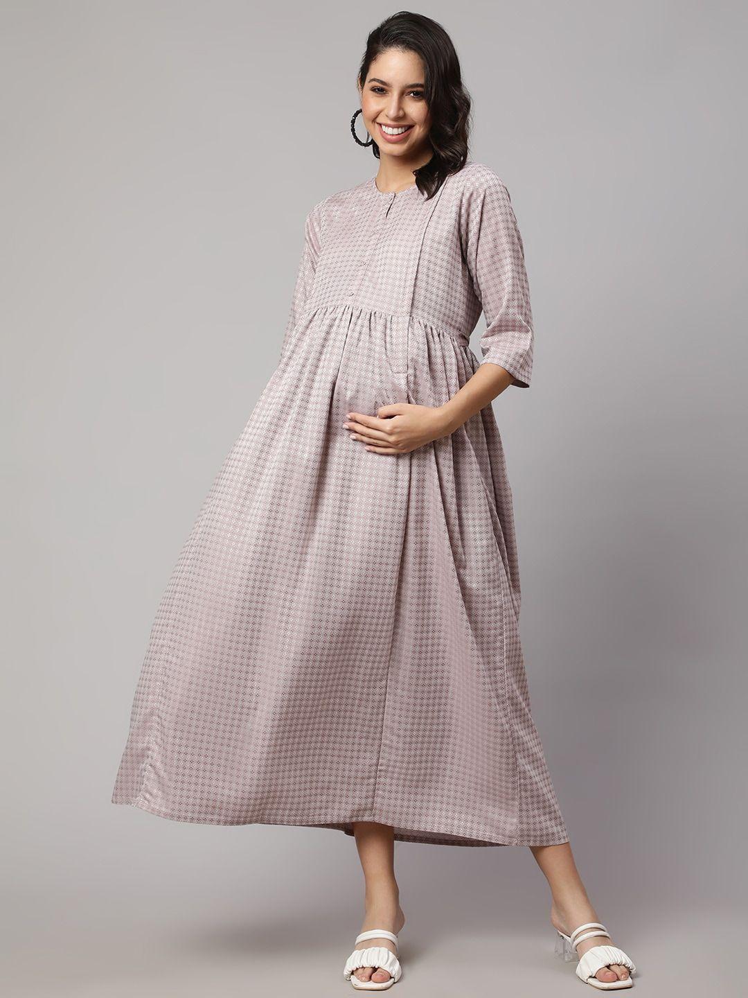nayo self design maternity fit & flare midi dress