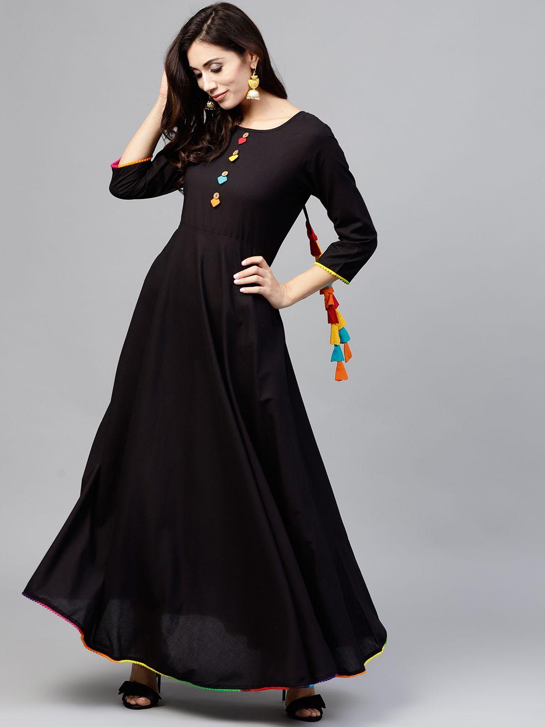 nayo women black solid maxi dress