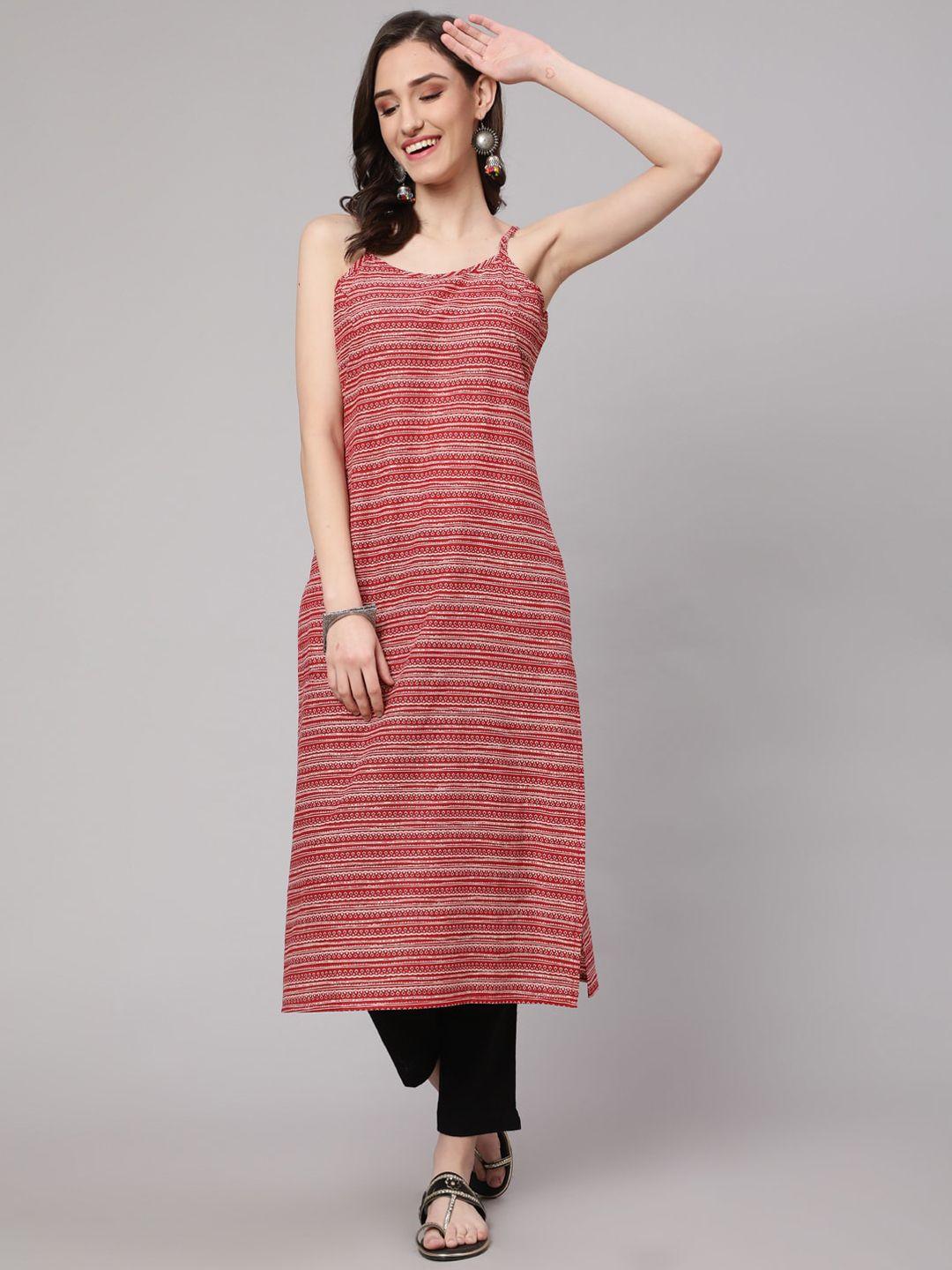 nayo women red striped kurta