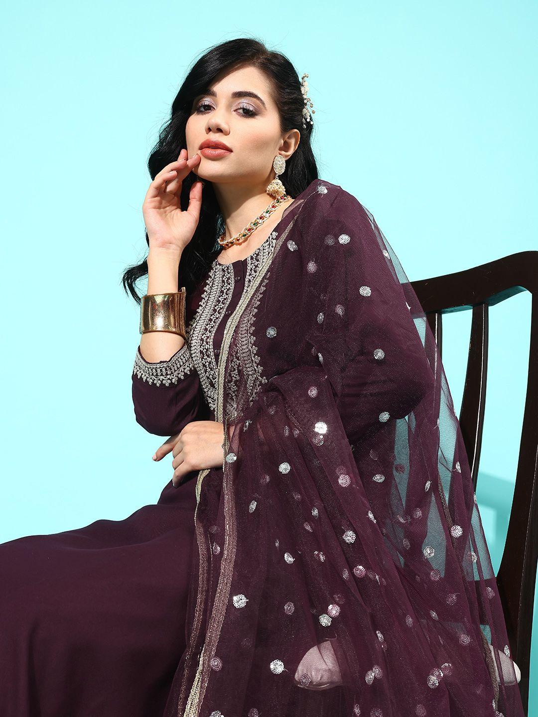 nayo women yoke design regular kurta with palazzos & with dupatta