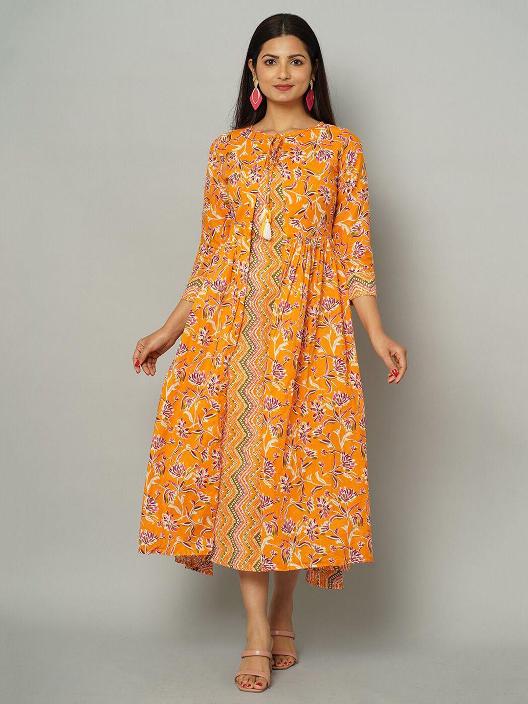 nayra chevron printed sleeveless a-line midi cotton dress with jacket