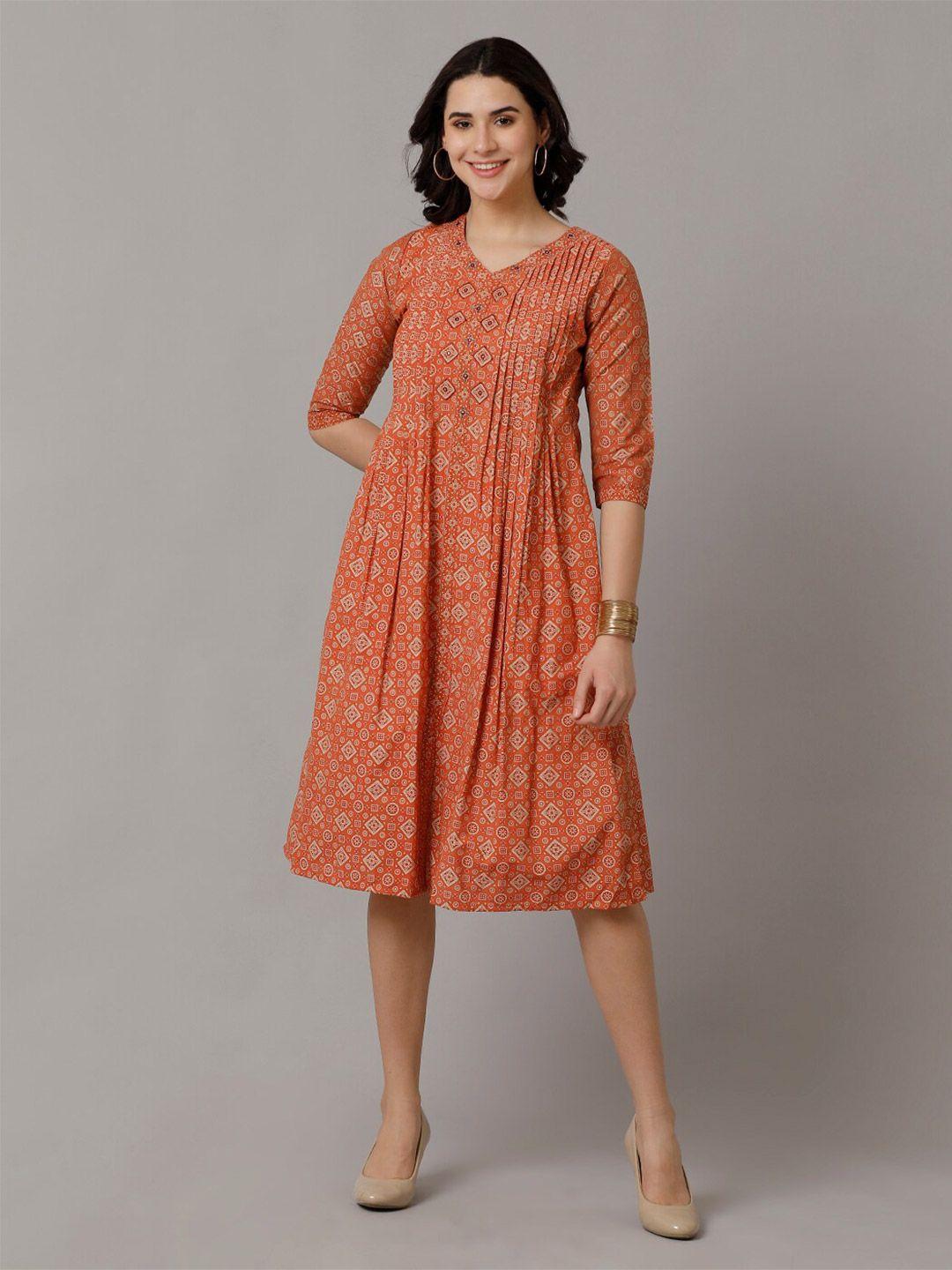 nayra ethnic motifs print a-line dress