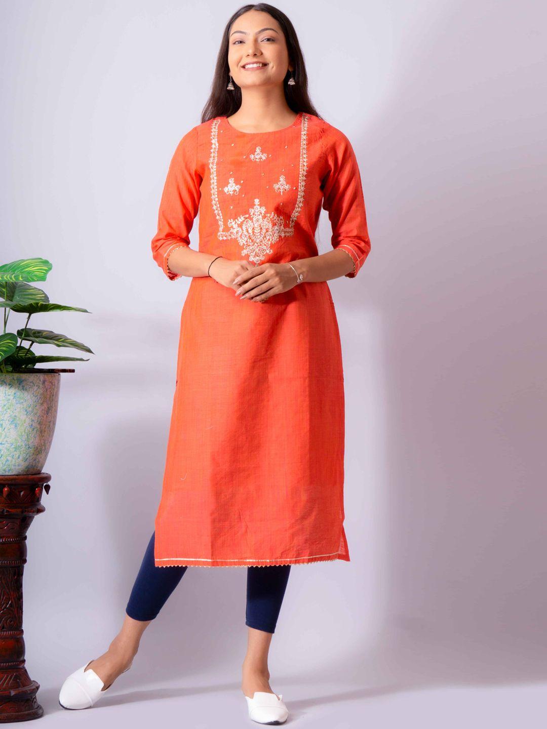 nayra ethnic motifs yoke design thread work silk kurta
