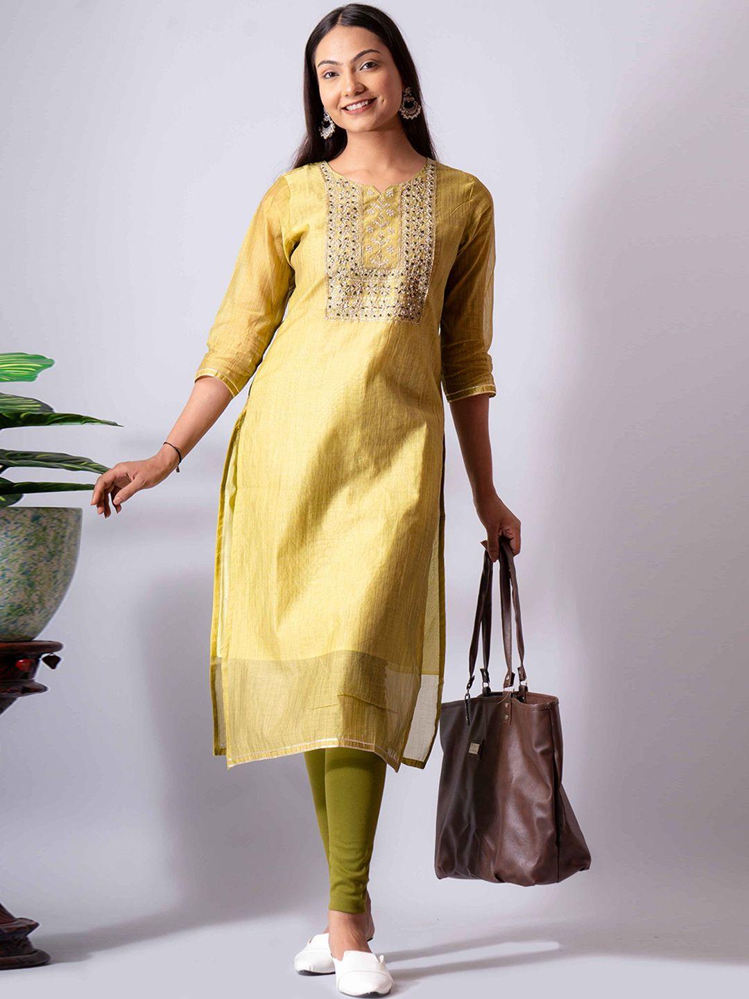 nayra women embroidered silk sequinned kurta