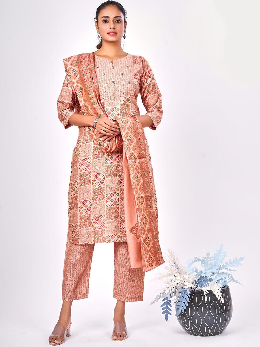 nayra ethnic motifs printed kurta with trousers & dupatta