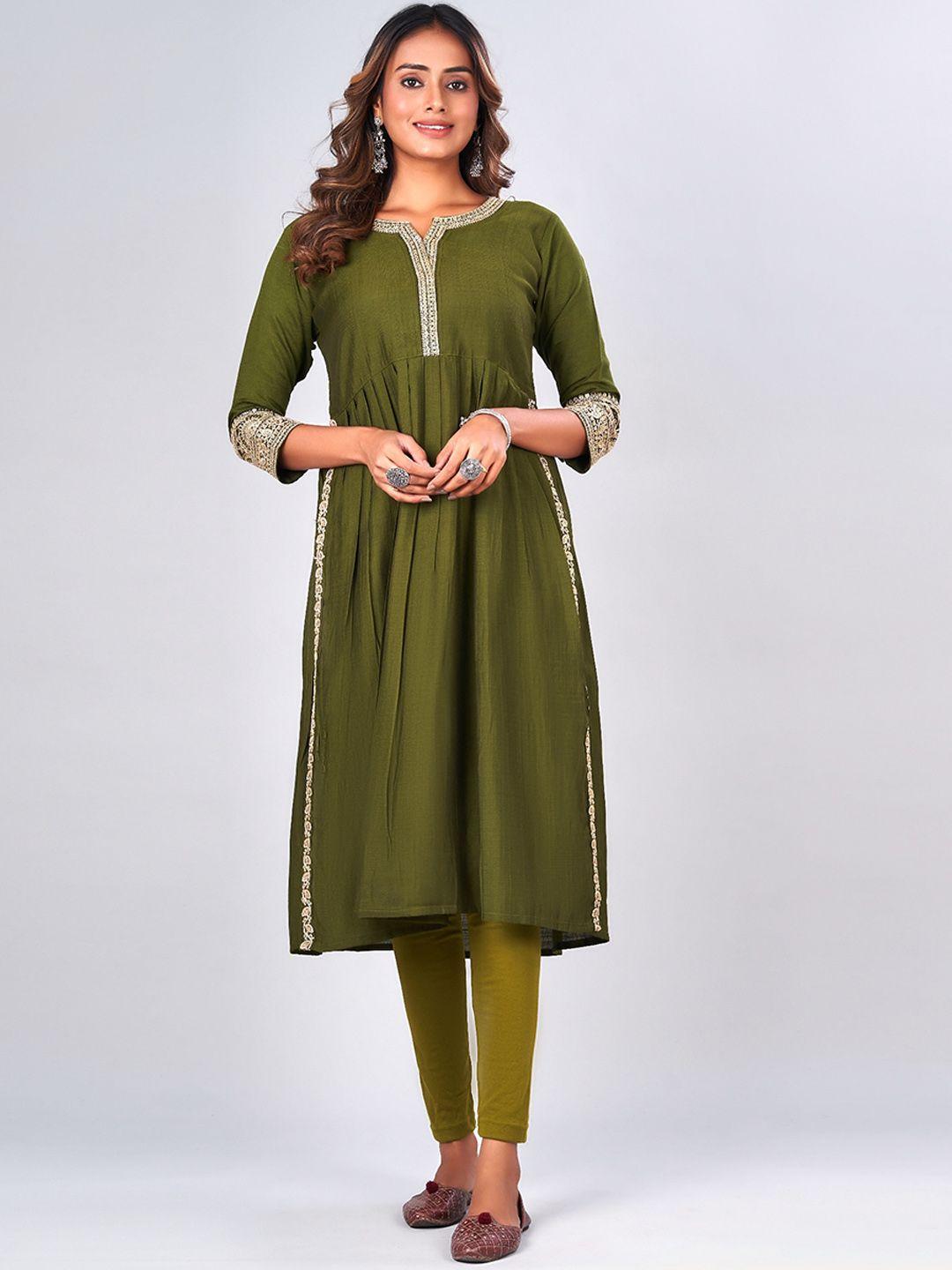 nayra ethnic motifs yoke design zari a-line kurta