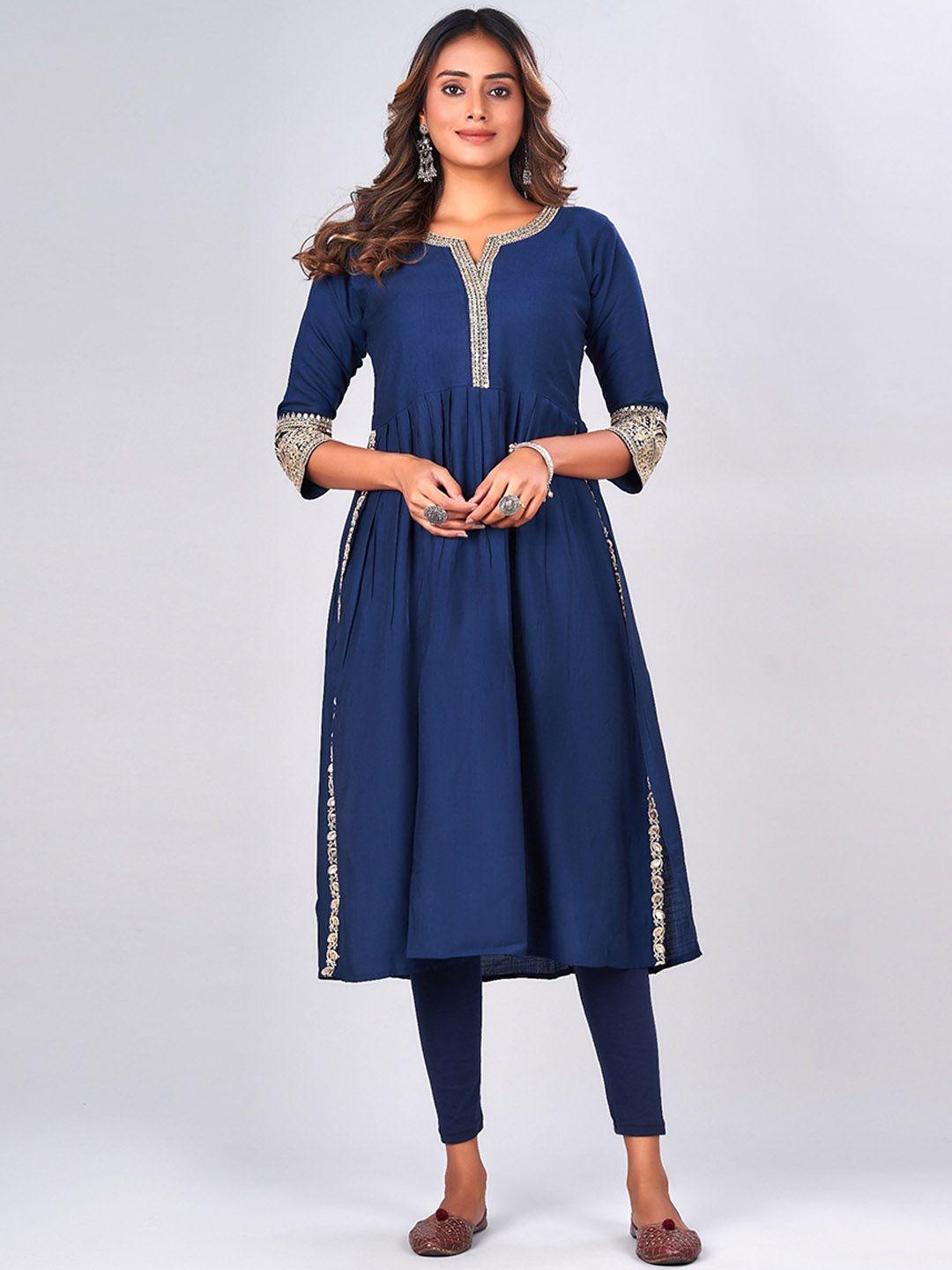 nayra thread work detial silk a-line kurta