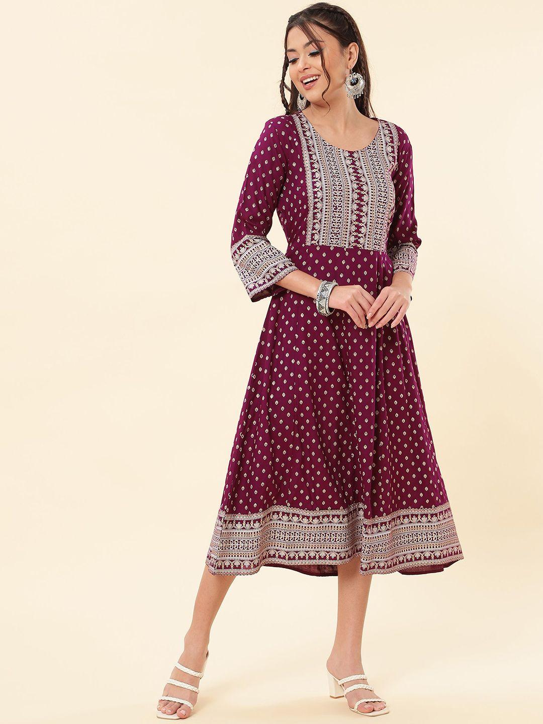 nayrah ethnic motifs a-line midi dress