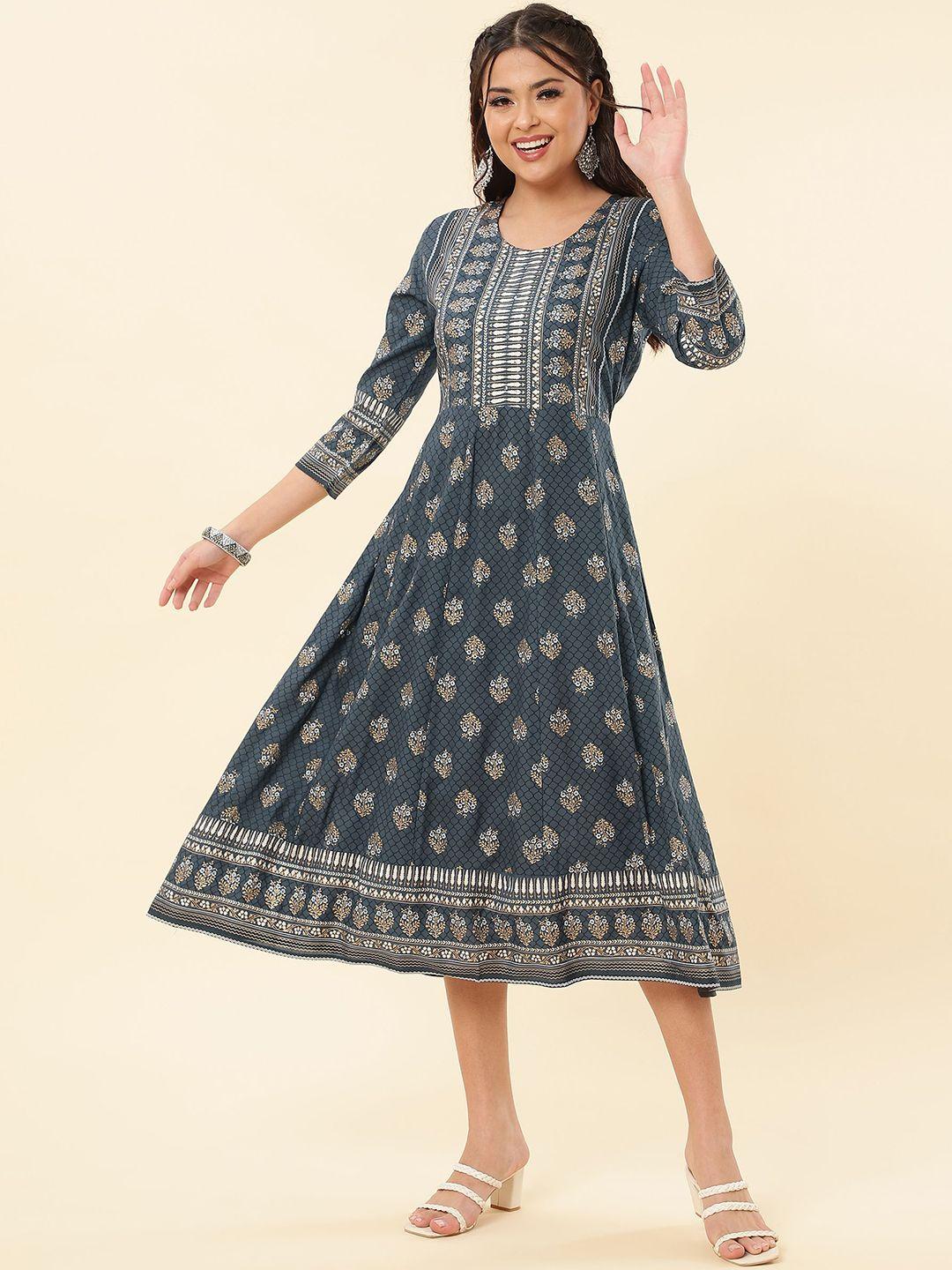 nayrah ethnic motifs a-line midi dress