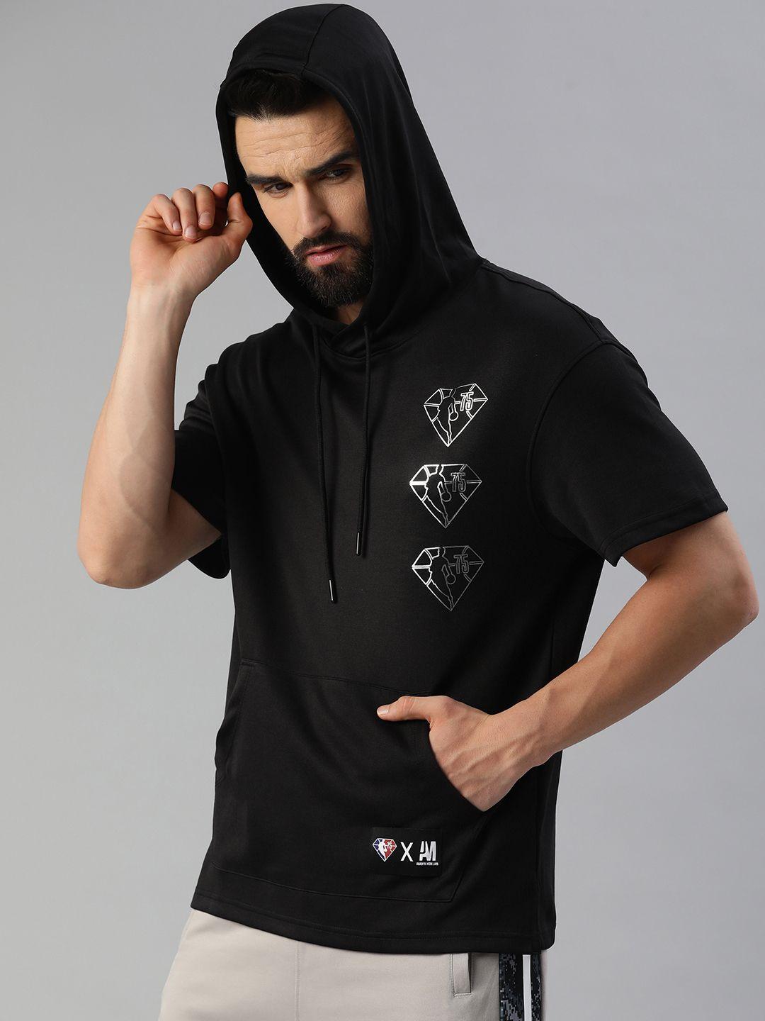 nba men printed oversized luxe knit oversized hoodie t-shirt