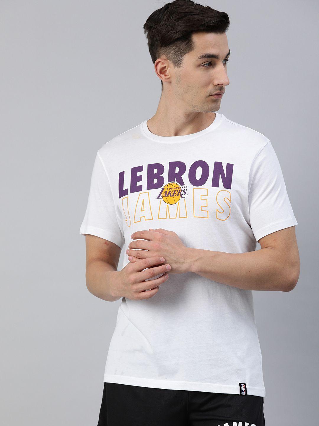 nba men white los angeles lakers lebron james printed basketball t-shirt