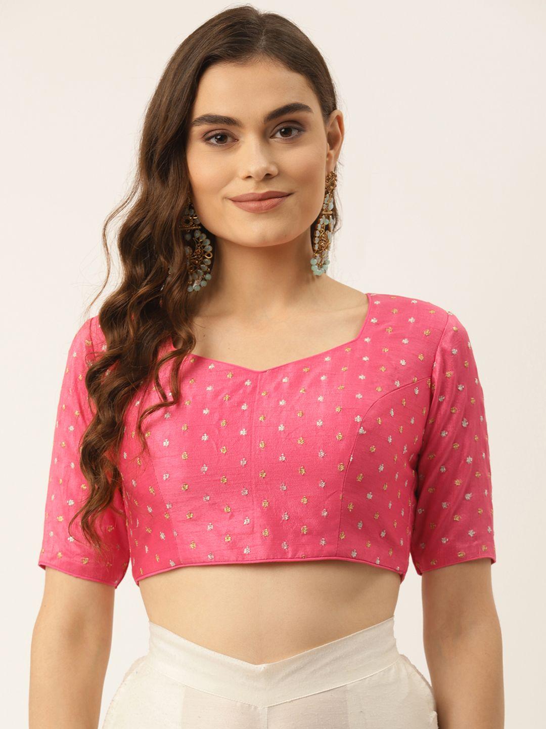 nds niharikaa designer studio women pink embroidered padded blouse
