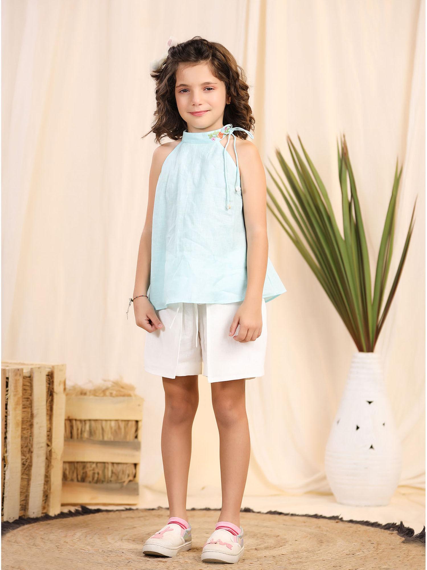 neck tie mint blue co-ord (set of 2)