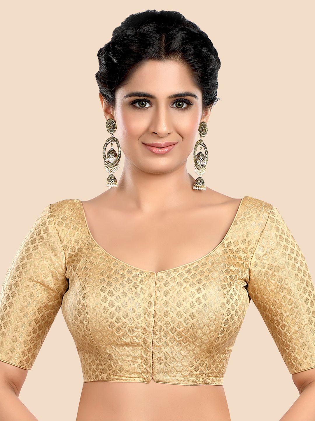 neckbook gold-toned printed saree blouse