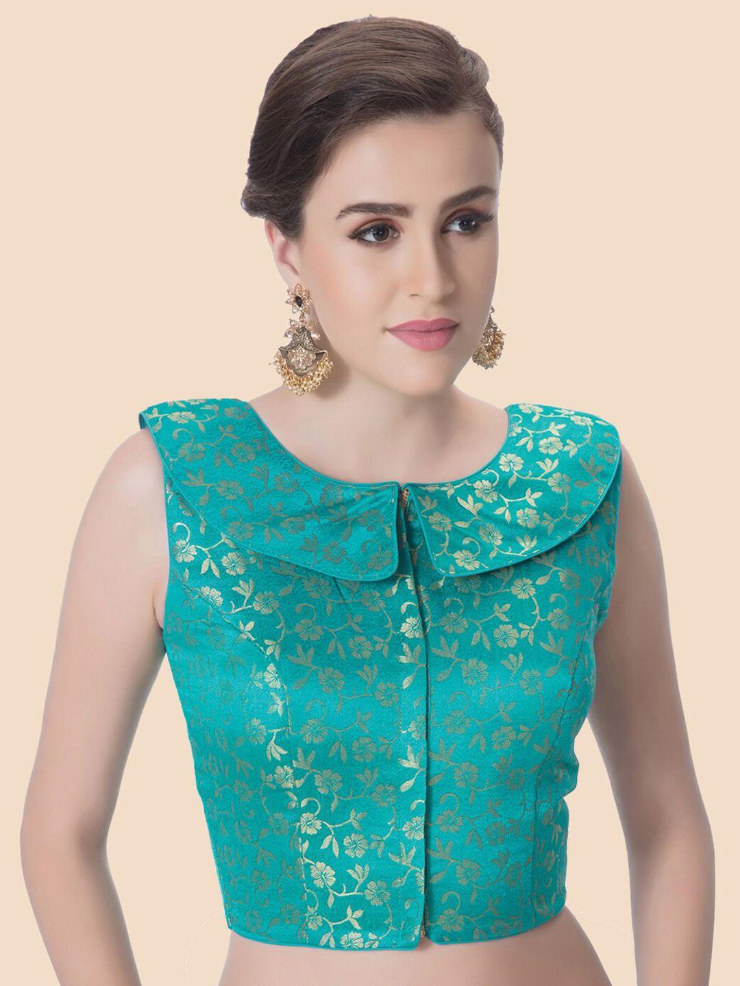 neckbook green woven design saree blouse