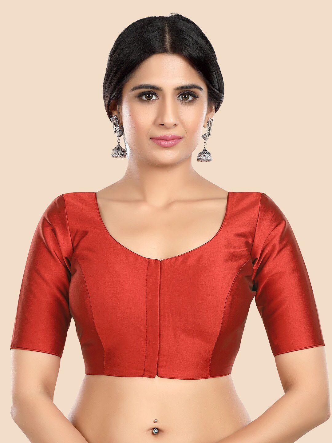 neckbook maroon solid saree blouse