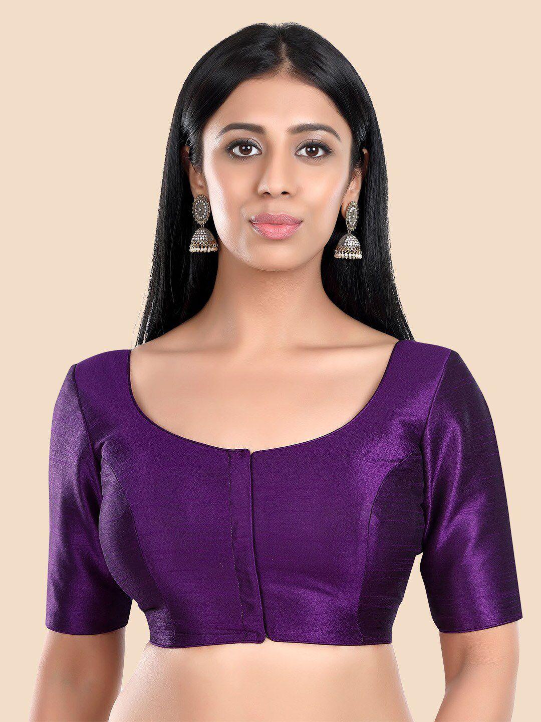 neckbook purple solid saree blouse