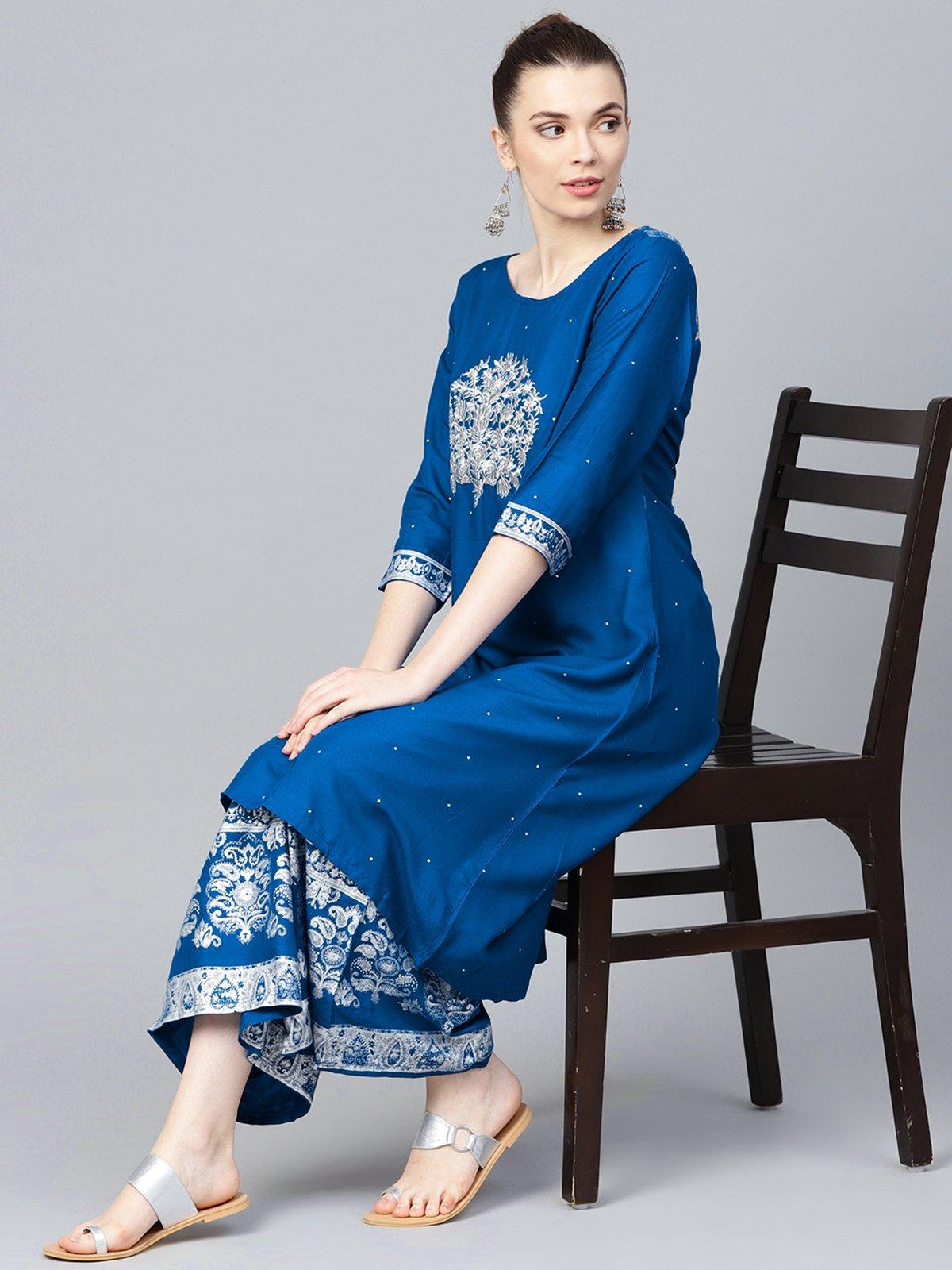 neelam - royal blue kurta and palazzo set