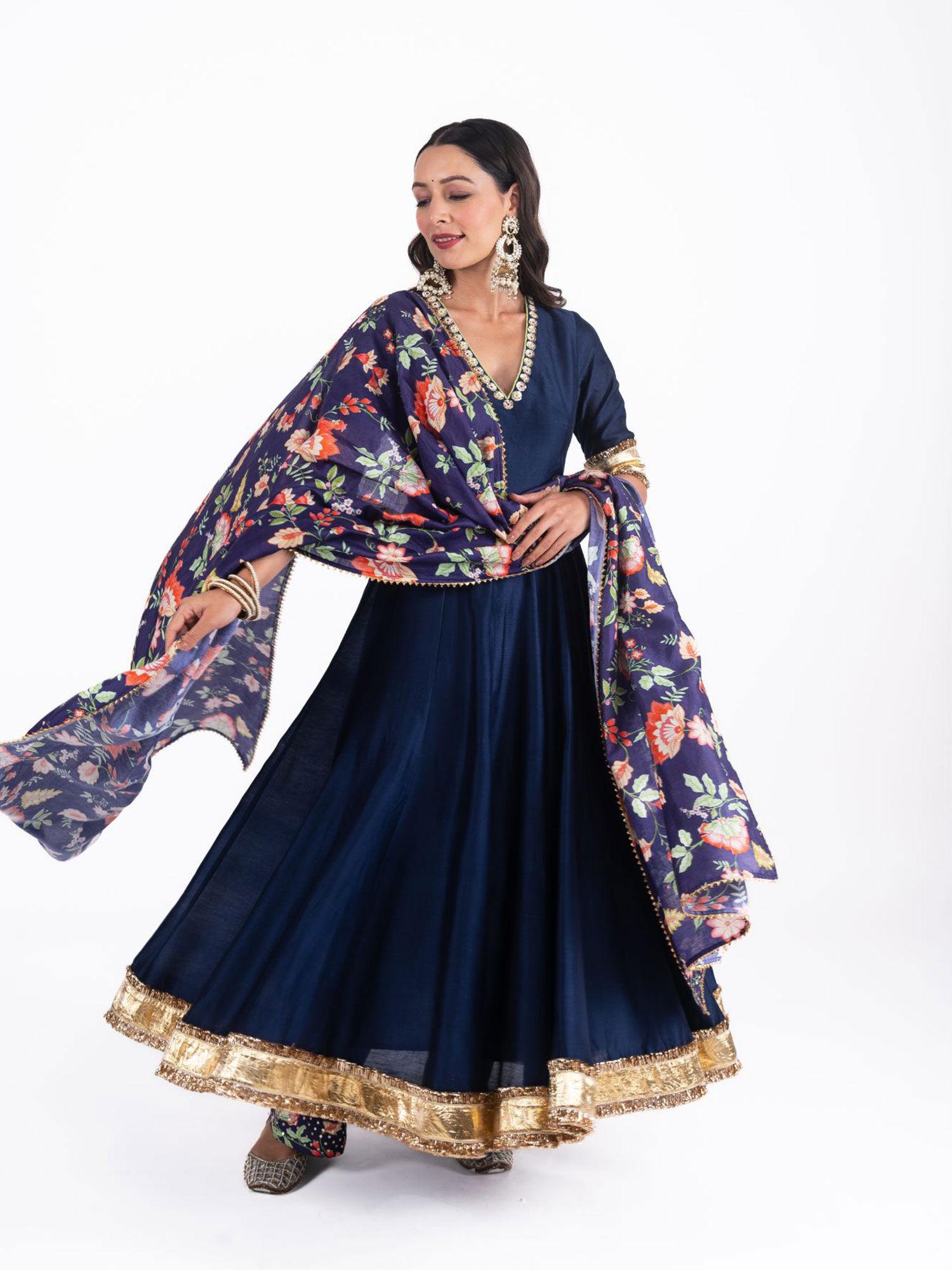 neelam silk chanderi anarkali (set of 3)