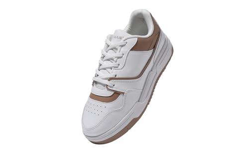 neeman's the white pop sneakers for men | comfortable & flexible eva foam covered with lycra fabric | white/tan uk8