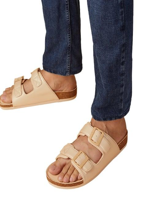neemans men's cork beige casual sandals
