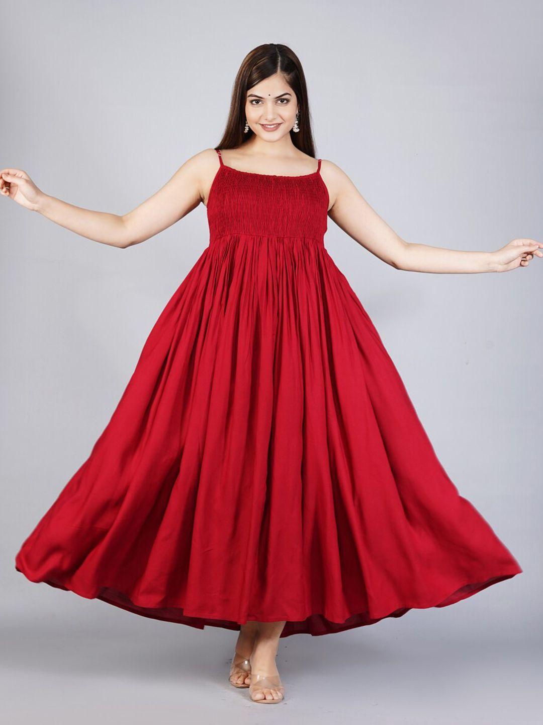 neemiya maroon fit & flare sleeveless dress