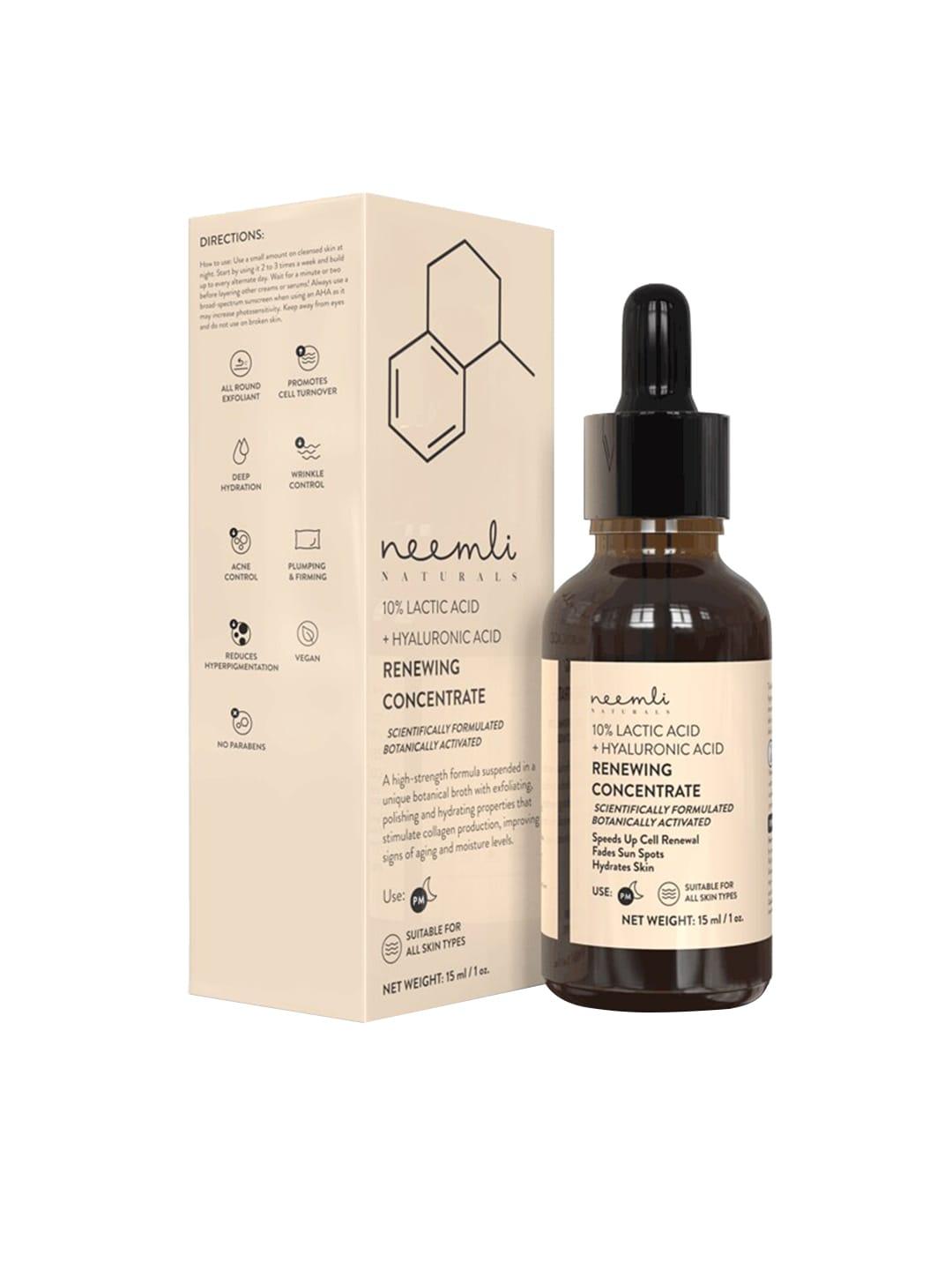 neemli naturals 10% lactic acid + hyaluronic acid renewing concentrate face serum - 15 ml