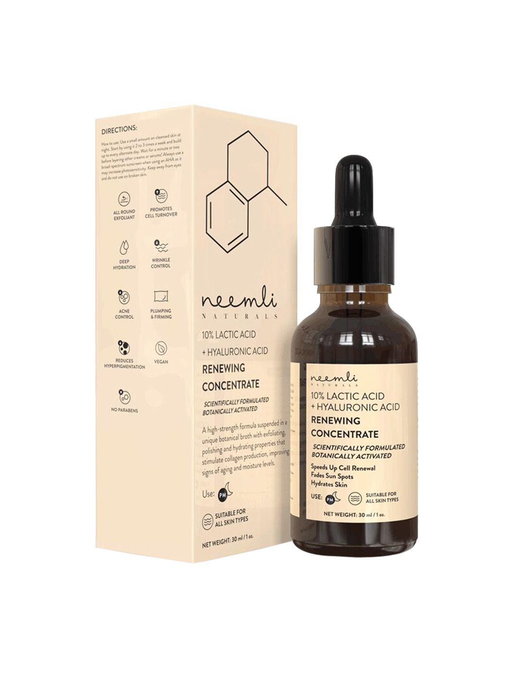 neemli naturals 10% lactic acid + hyaluronic acid renewing concentrate face serum - 30 ml
