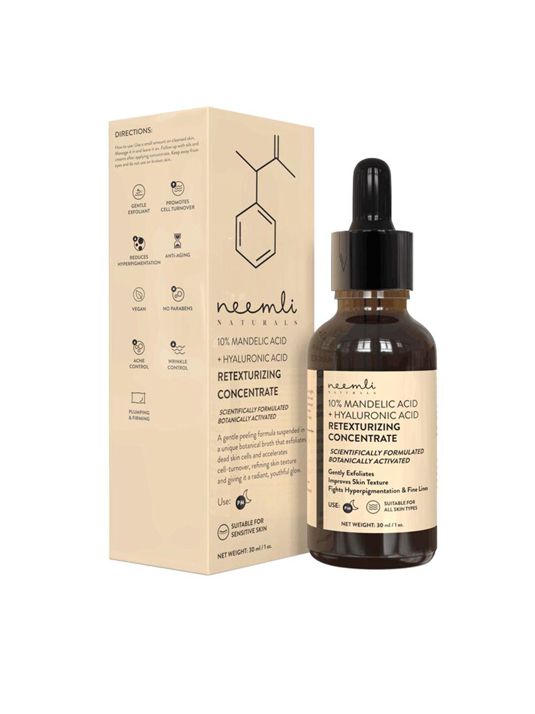 neemli naturals mandelic acid + hyaluronic acid retexturizing concentrate face serum- 30ml