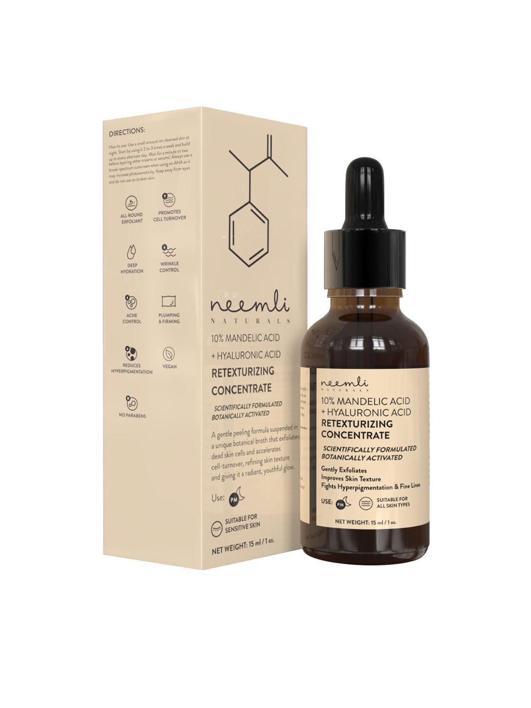 neemli naturals mandelic acid & hyaluronic acid retexturizing concentrate vegan face serum