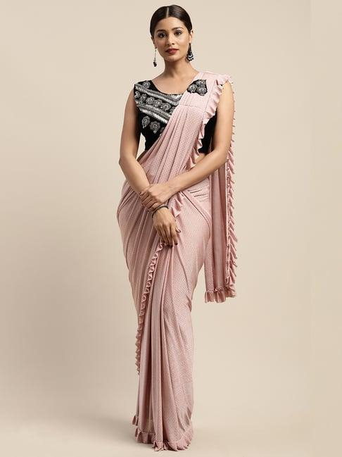 neeru's peach embellished ready to wear saree with blouse