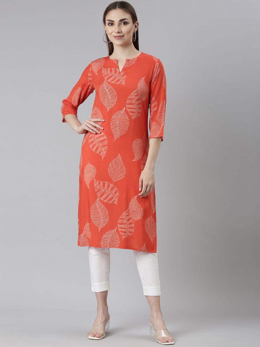 neerus ethnic motifs printed sequins detail straight kurta