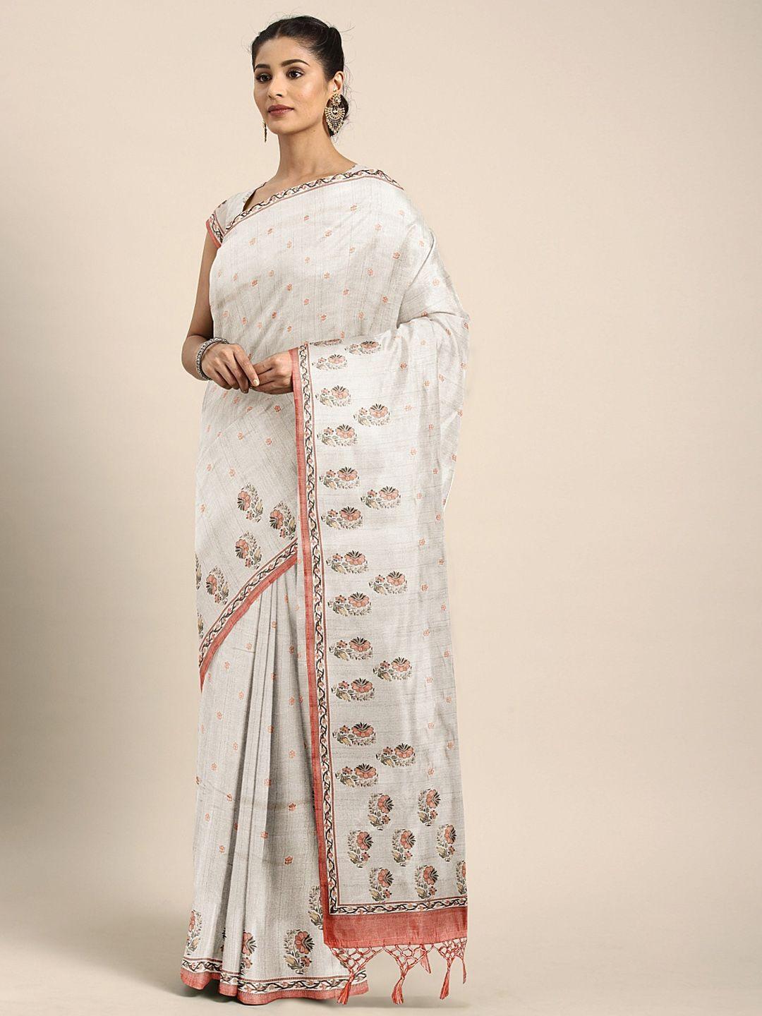 neerus beige woven design art silk saree