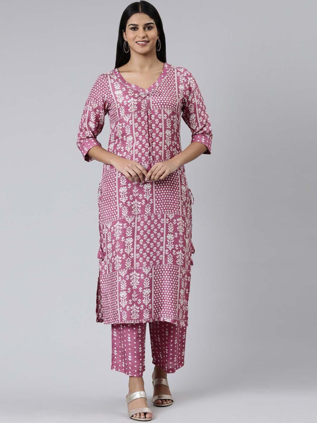 neerus floral printed gotta patti kurta with palazzos